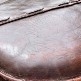 Leather pouf attributed to Angel Pazmino