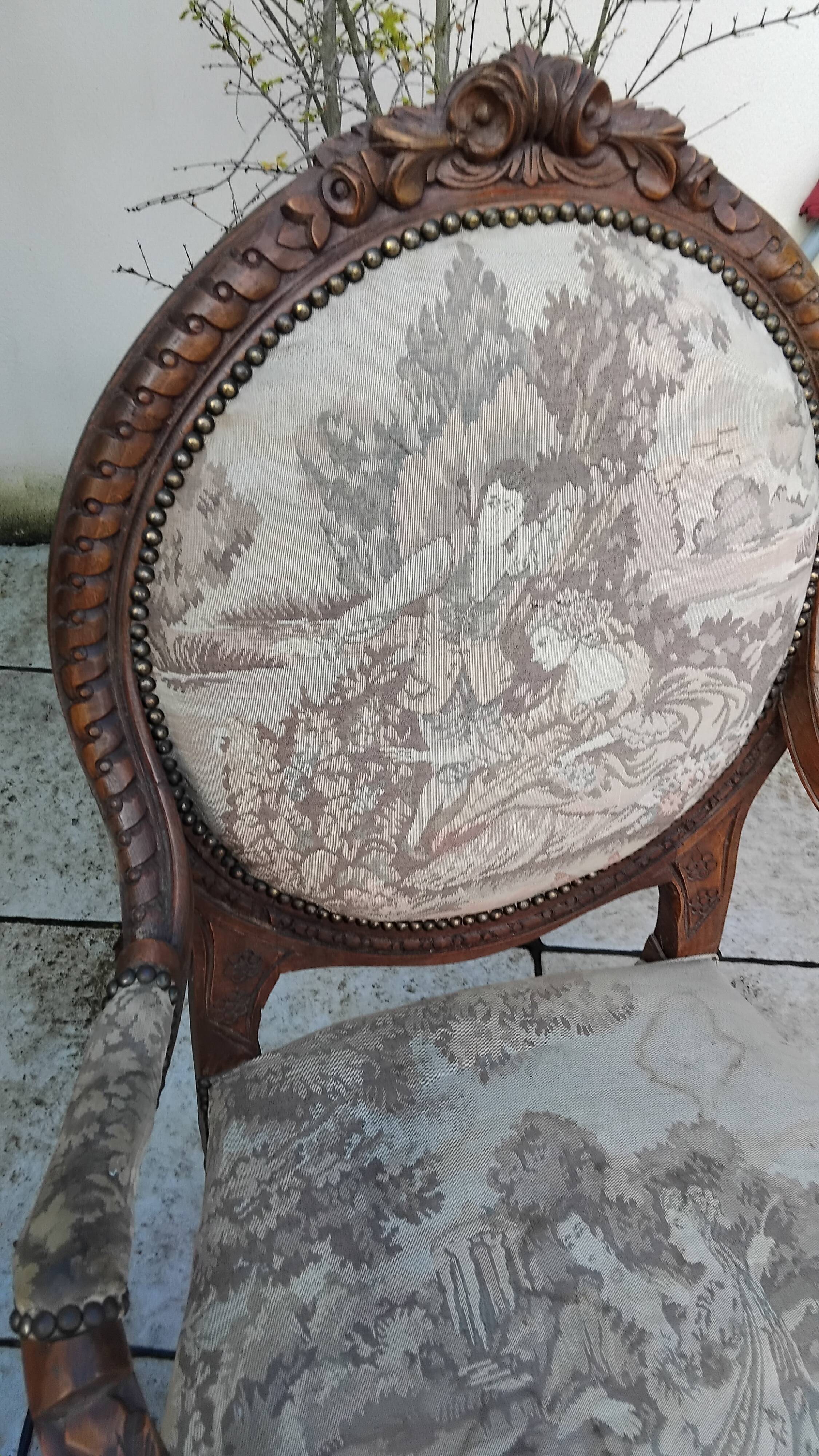 Louis XVI style antique sofa and armchair