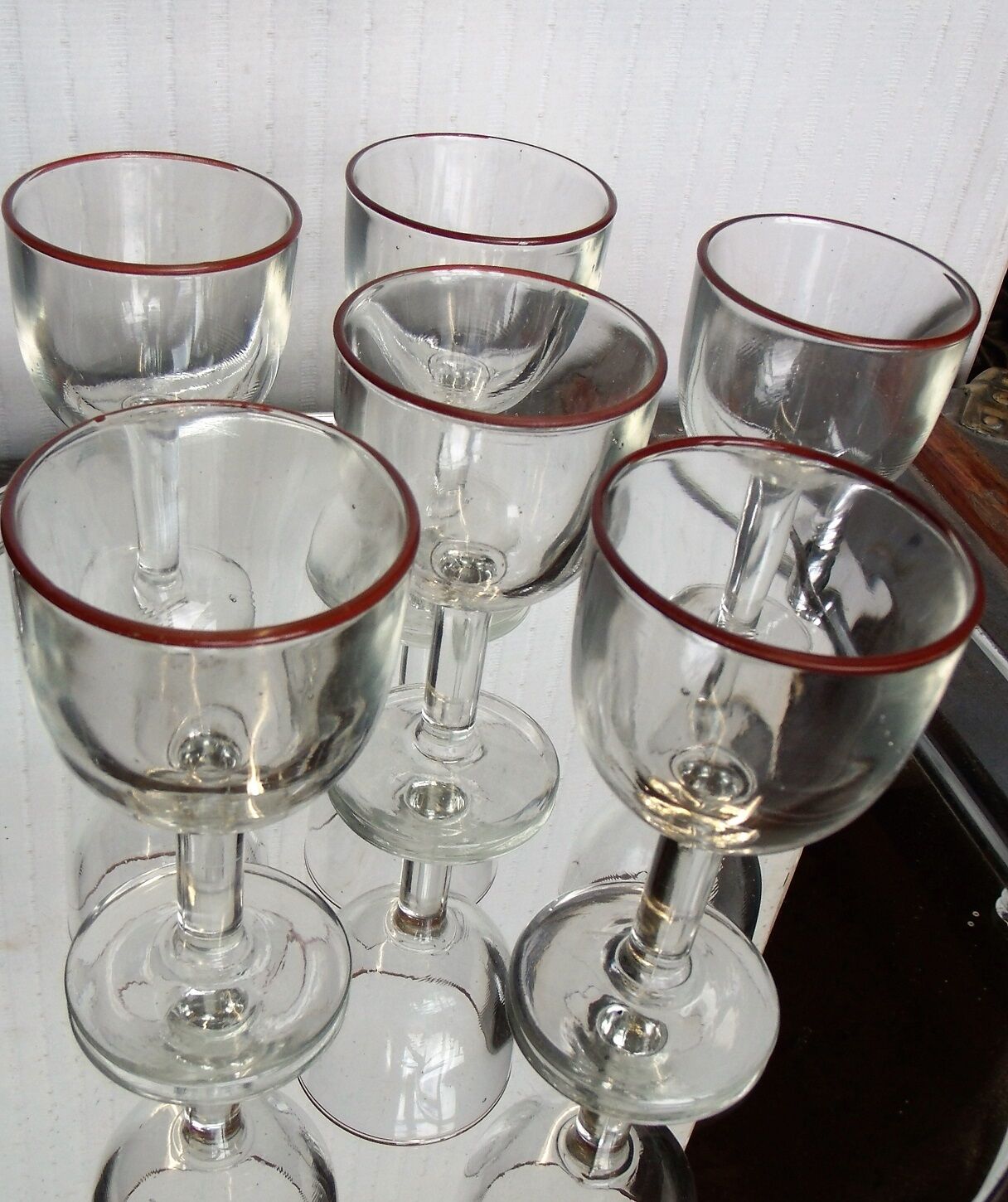 Lot of 6 old Bistro nineteenth ball glasses thick blown
