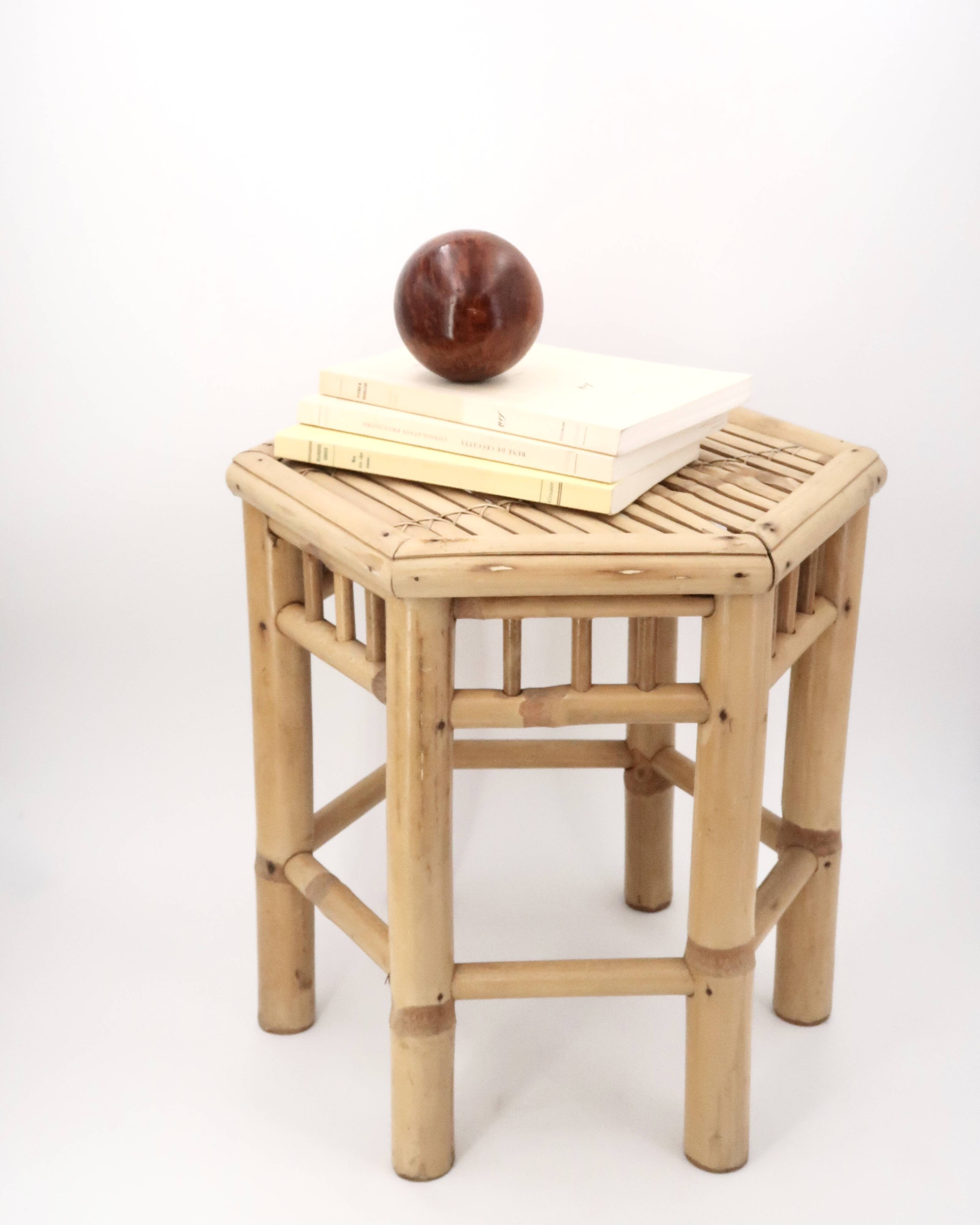 Bamboo side coffee table, 1970s