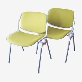 Pair of green DSC chairs anise Giancarlo Piretti Castelli