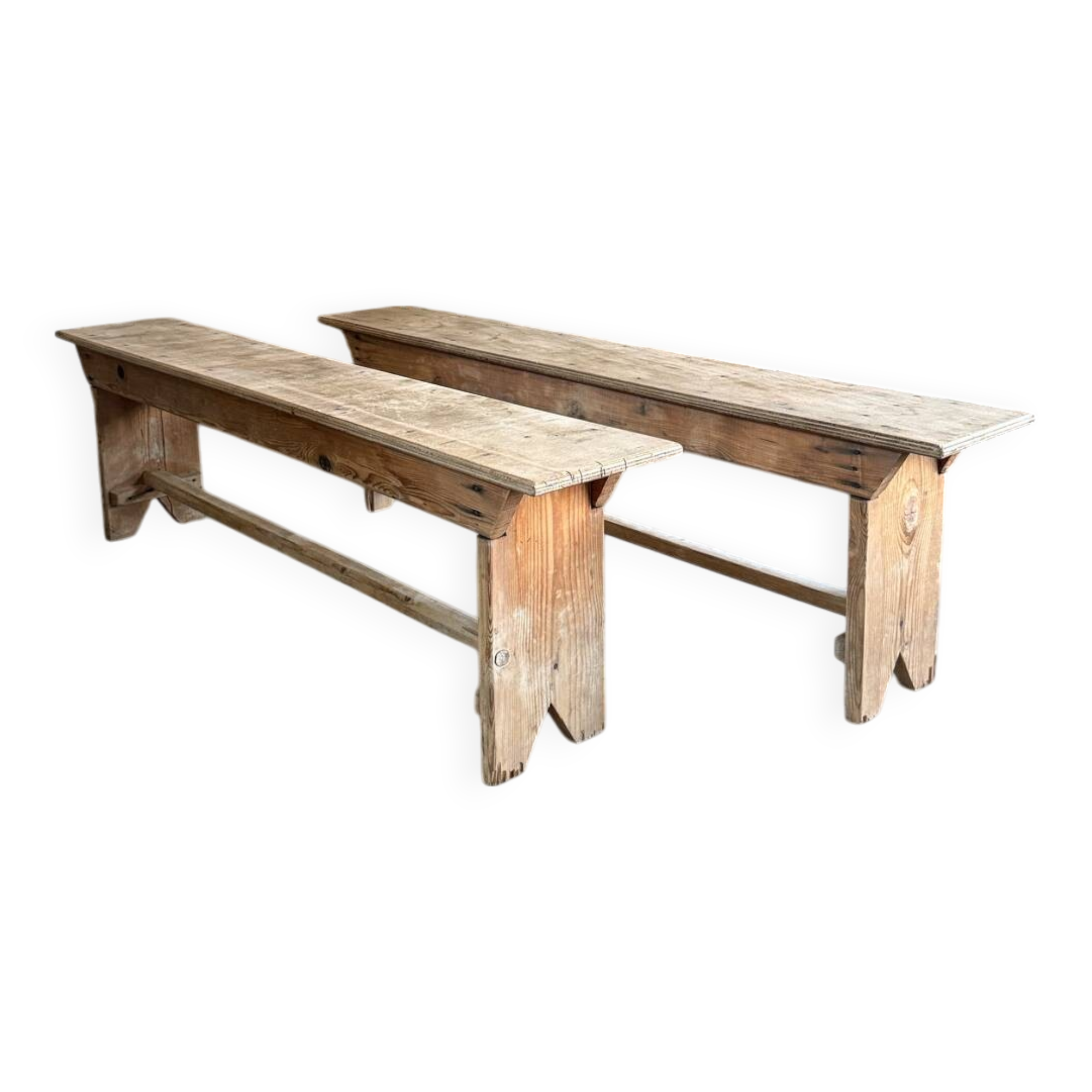 Pair of vintage farmhouse benches (refurbished)