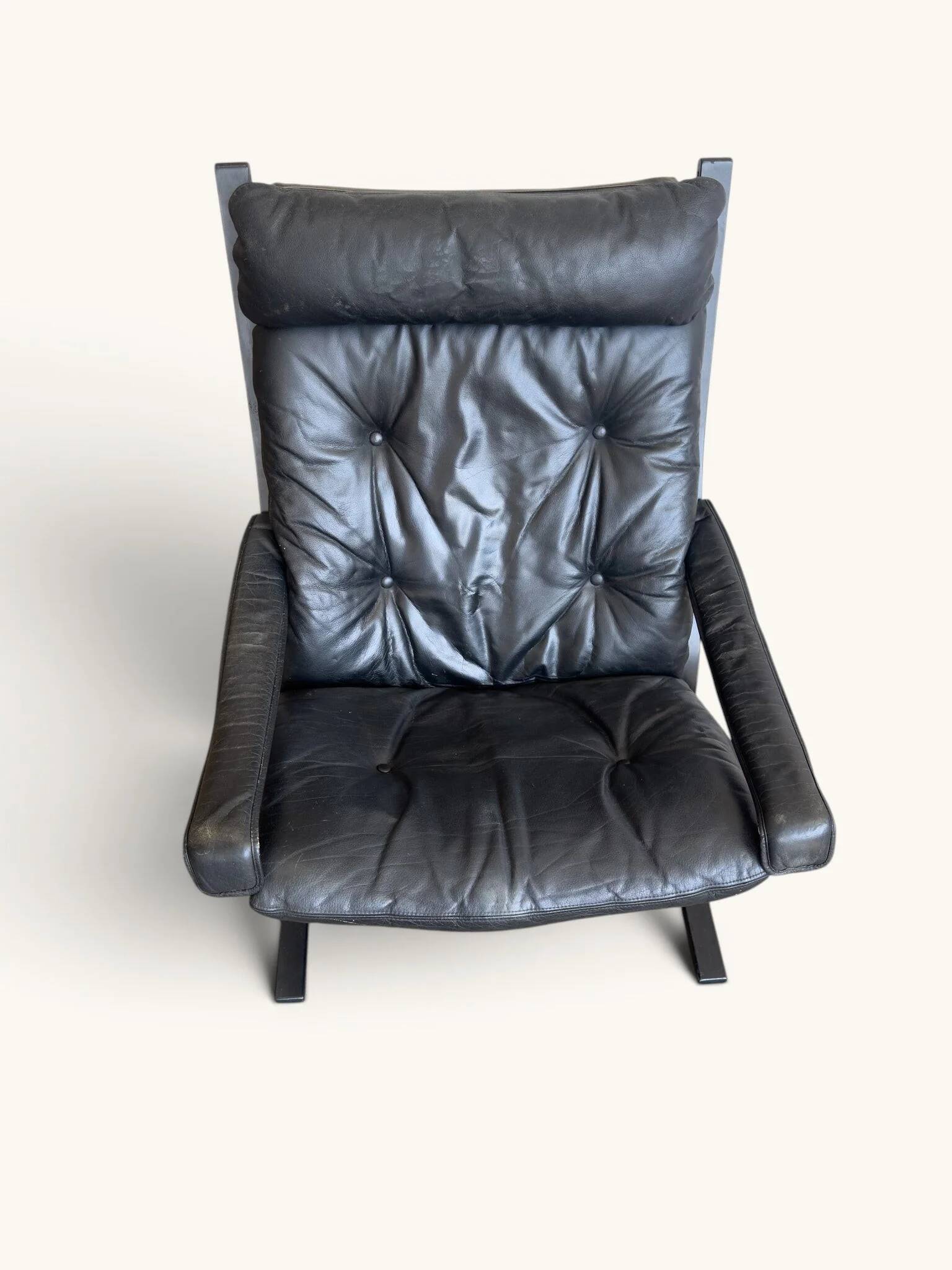 Vintage "Siesta" armchair by Ingmar Relling from 1965 in black leather.