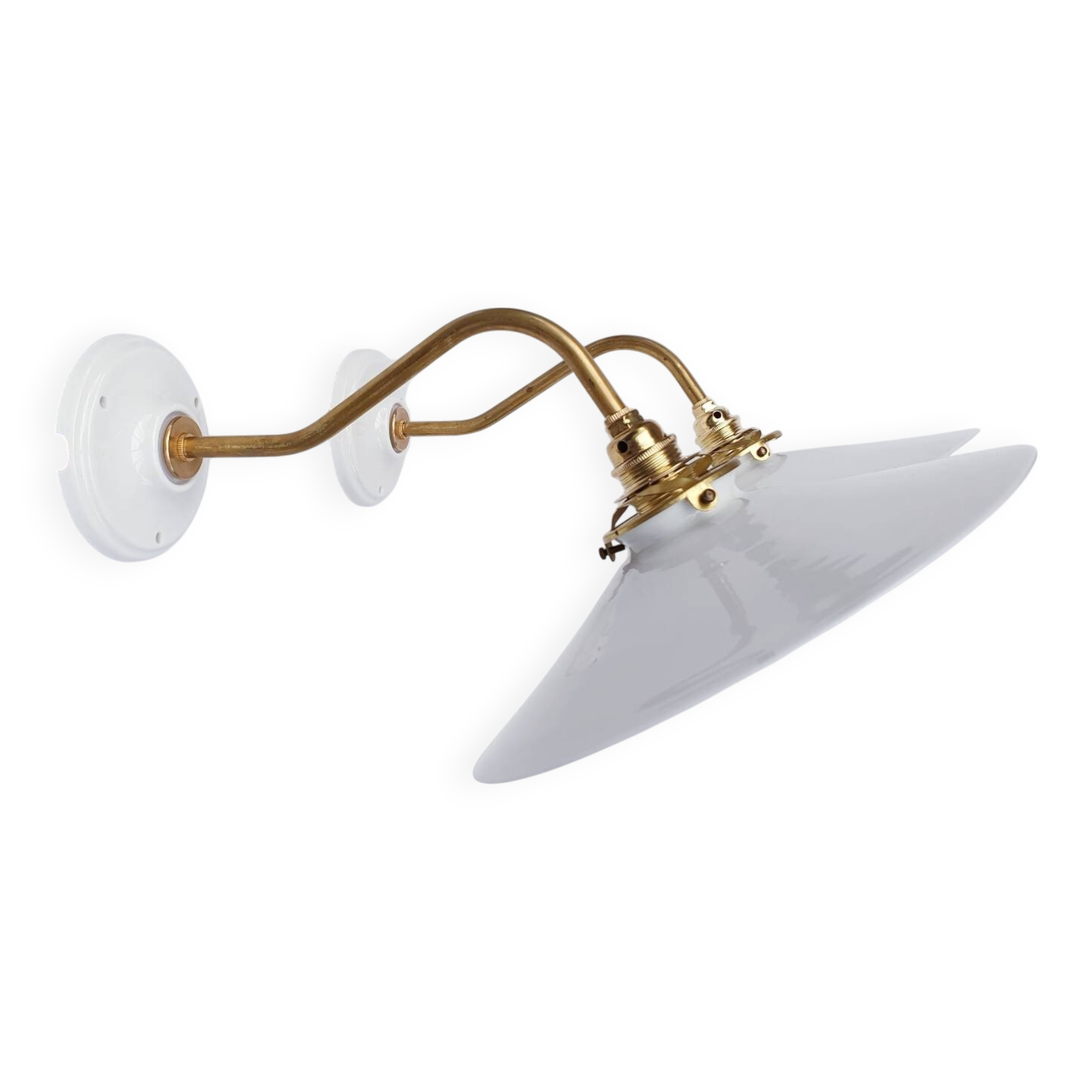 White opaline swan neck wall lights