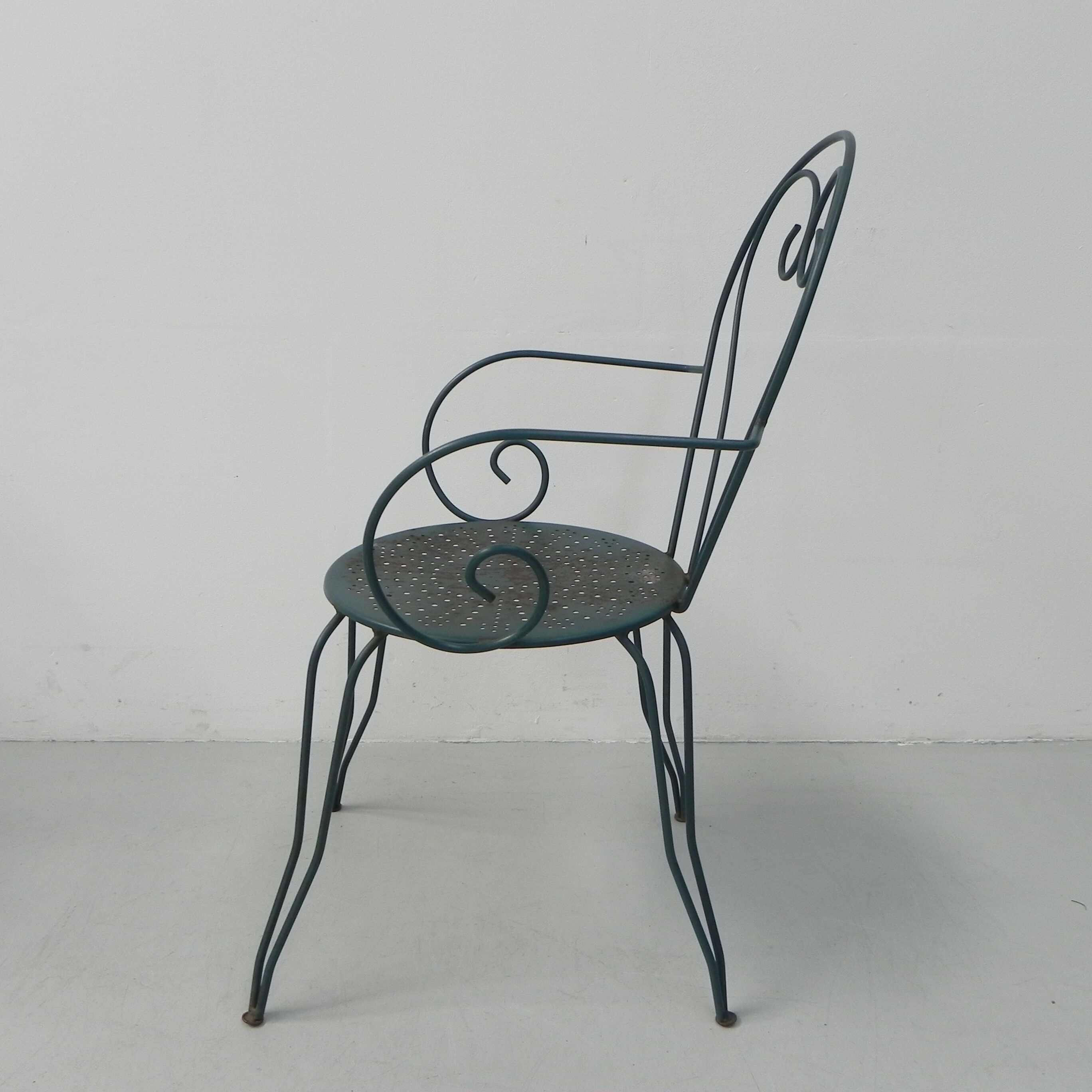 Ensemble de 4 chaises de jardin vintage en acier