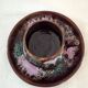 Six cups and saucers Vallauris glazed ceramic in brown and old pink.