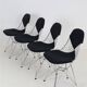 Set of 4 “DKR-2” wire chairs with “Bikini” by Charles & Ray Eames for Herman Miller / Mid-century modern design / 1950s / 1960s