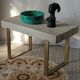 Chevron-patterned solid oak coffee table handmade.