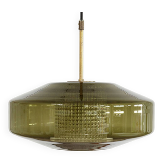 Lampe à suspension en verre conçue par Carl Fagerlund pour Orrefors, Suède, années 1960.