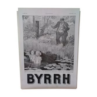 Publicité boisson Byrrh issue  revue d'époque années 30 plastification à chaud ( brillant )