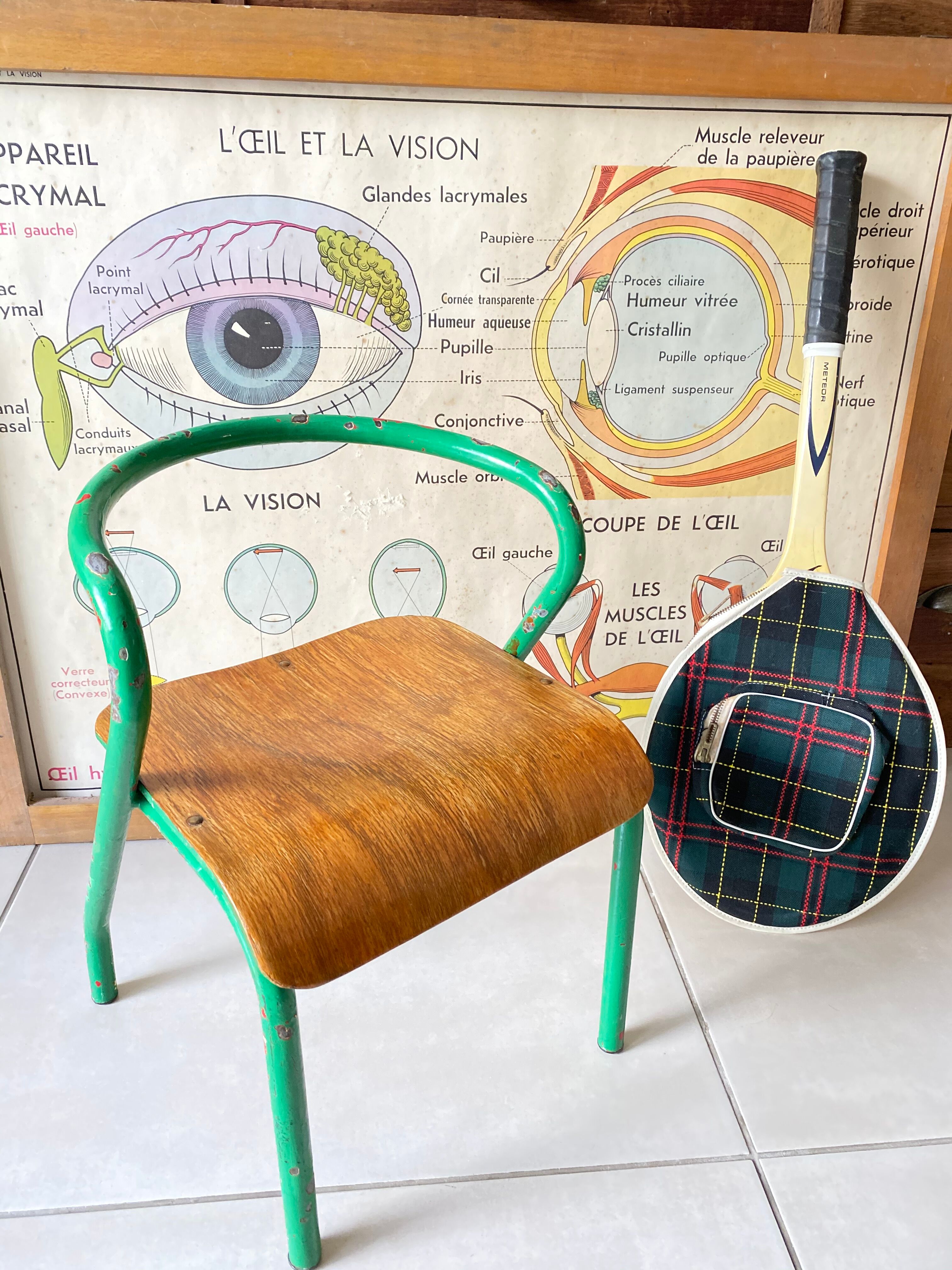 Vintage child school chair Jacques Hitier