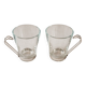 Set of 2 cups, glass and metal holder, Bormiolo Rocco, Italy