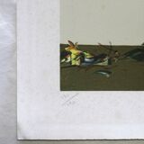 Vase de delphiniums lithographie originale signée cheyssial 1907 1997