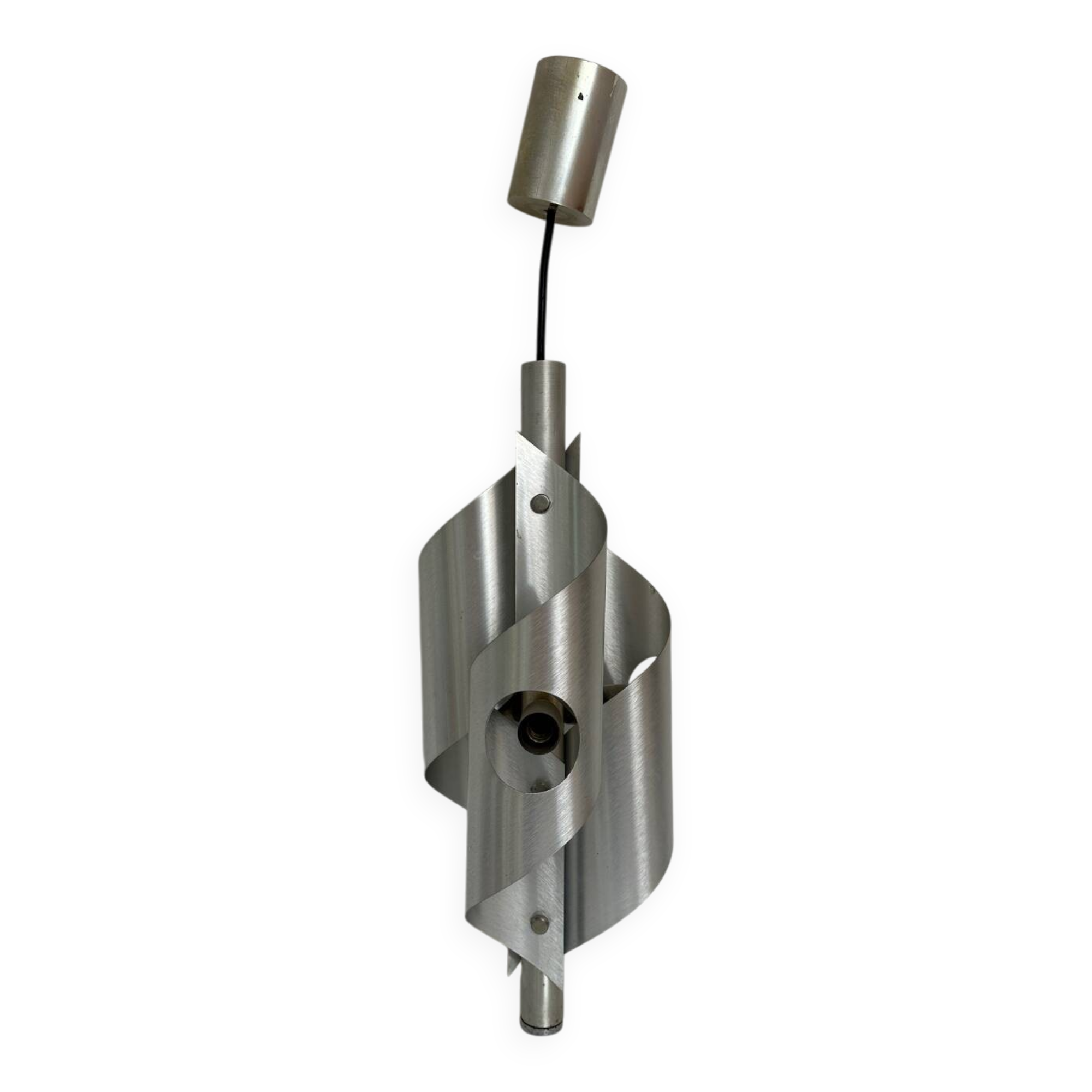Suspension, brushed aluminum chandelier, Space Age style 1970s