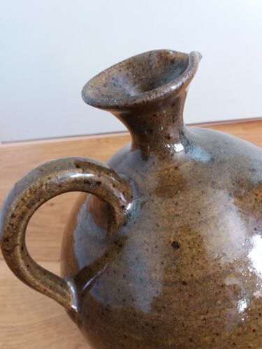 Vase pichet boule bonbonne en grès pyrité poterie artisanale du Bois de Laud