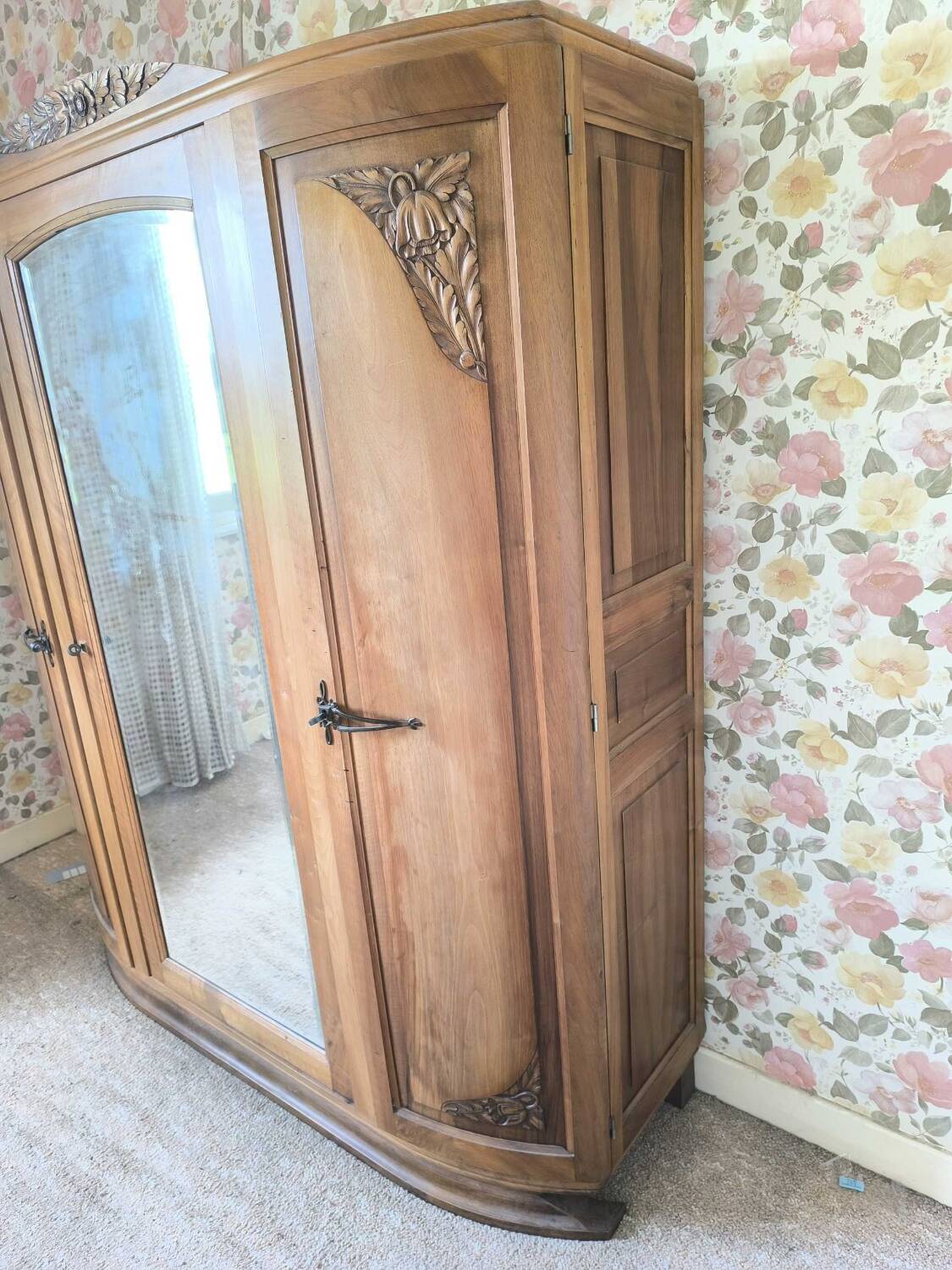Art Deco wardrobe with mercury mirror