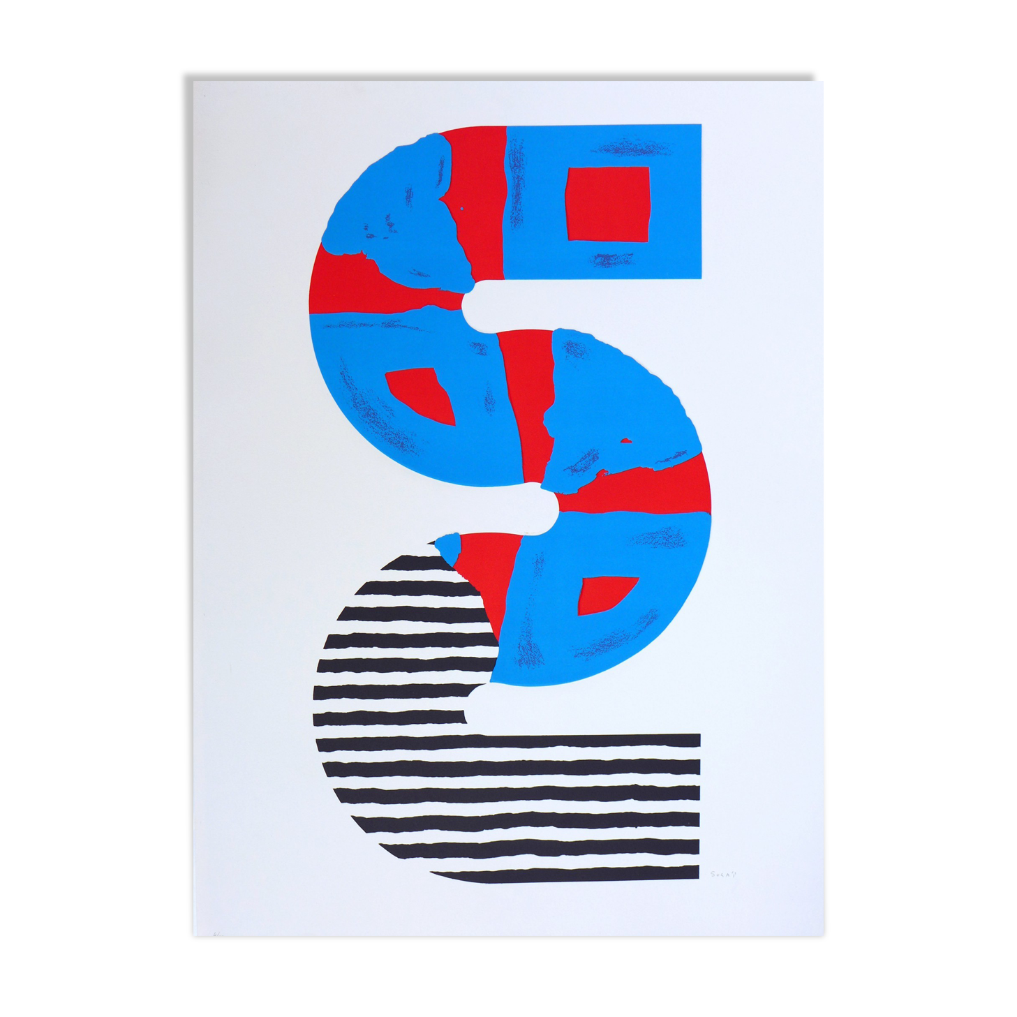 Kumi sugai, s (red and blue), 1990. original lithograph with signed embossing