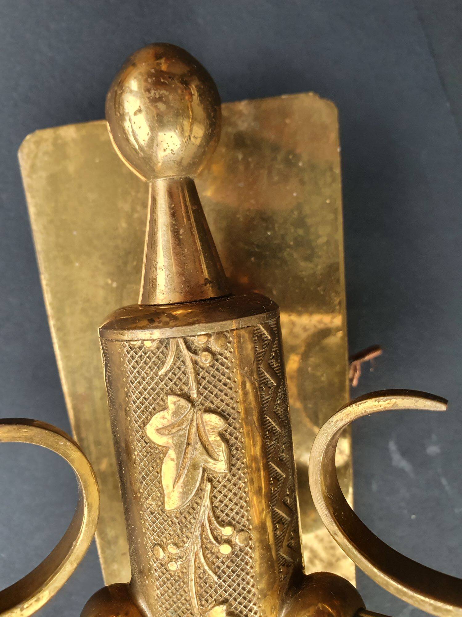 Pair of antique gold wall sconces