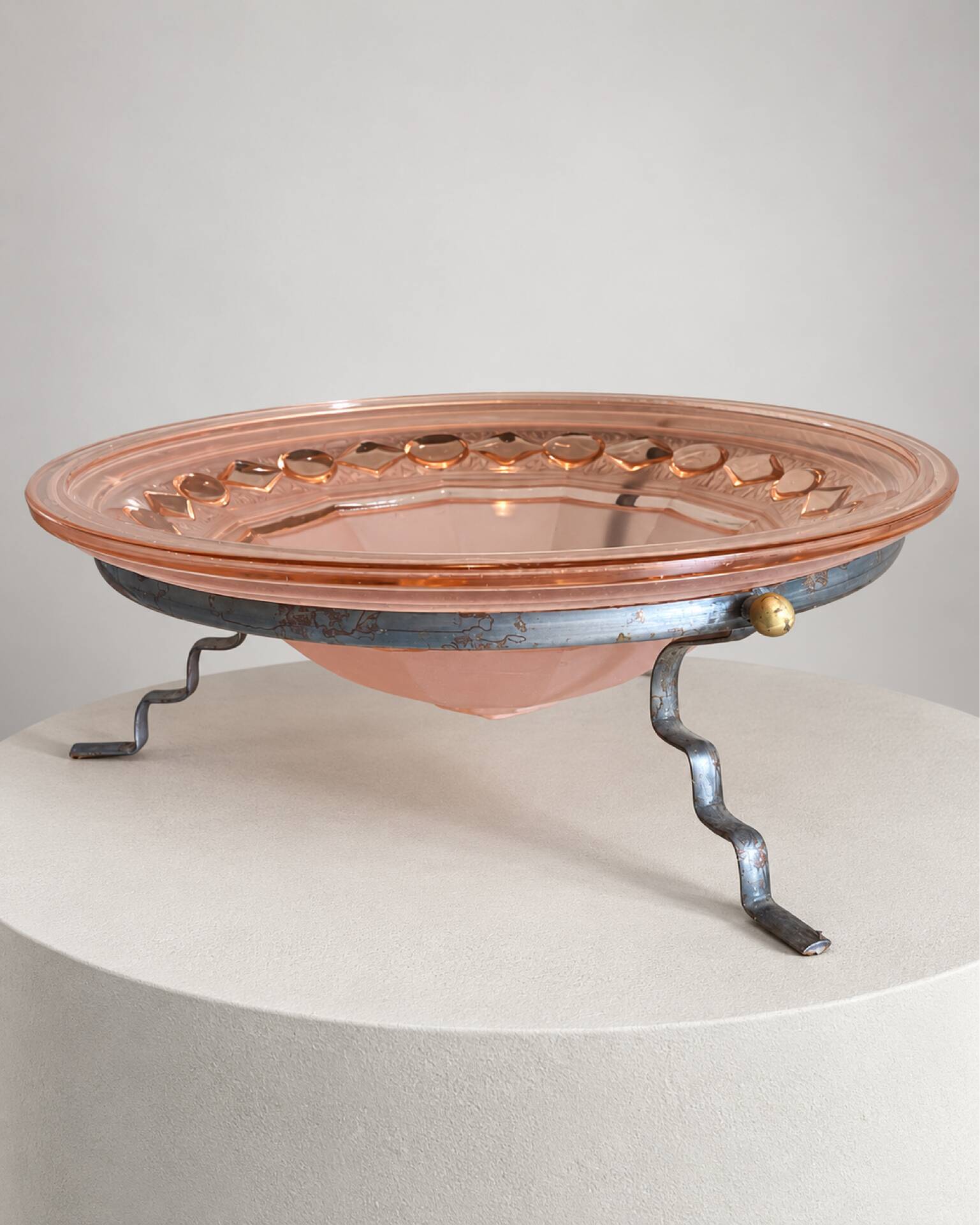 Large Art Deco bowl on a metal stand