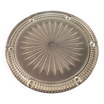 Opalescent molded pressed glass coaster - diameter 23cm - art deco. vintage -
