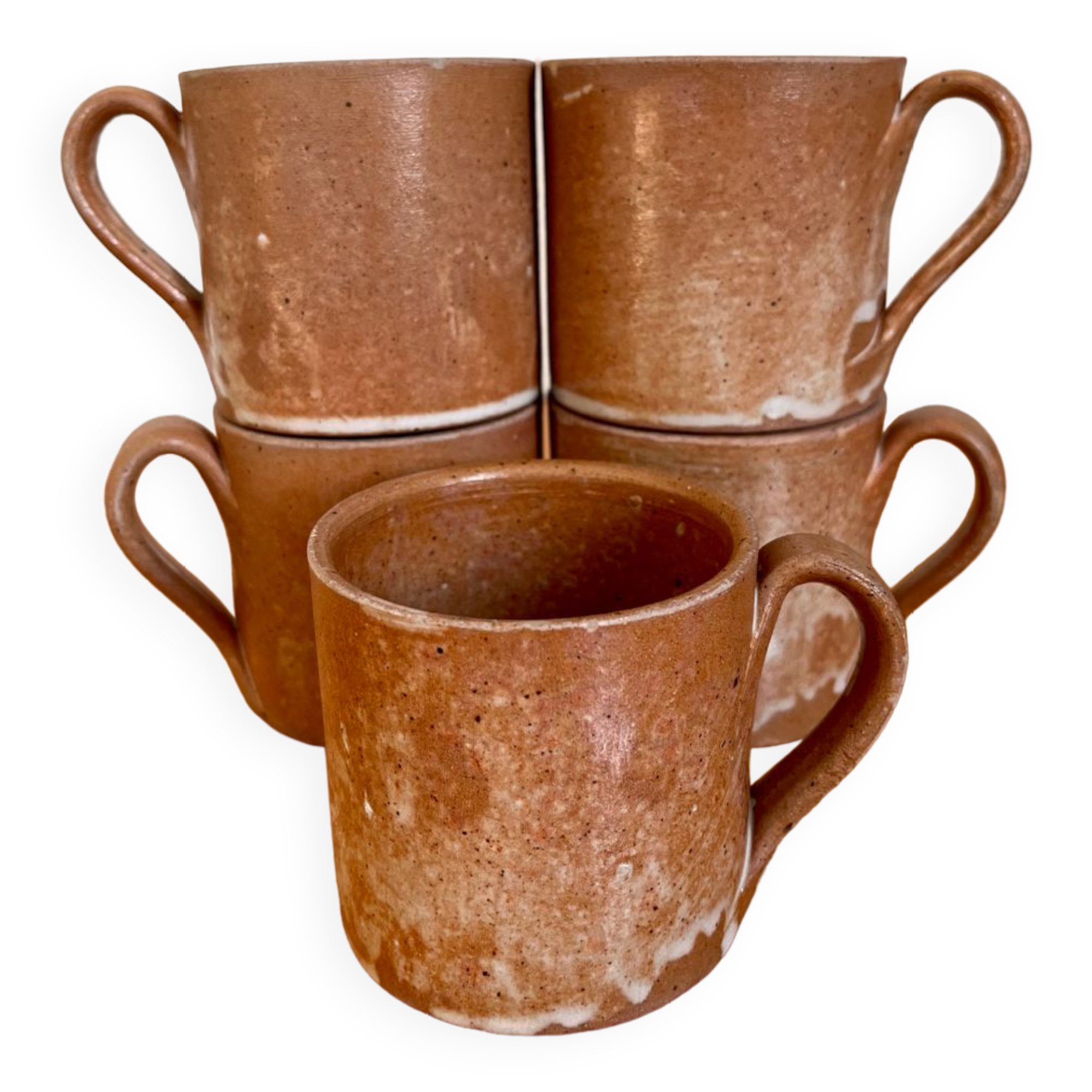 Lot de 5 tasses à café en grès vintage