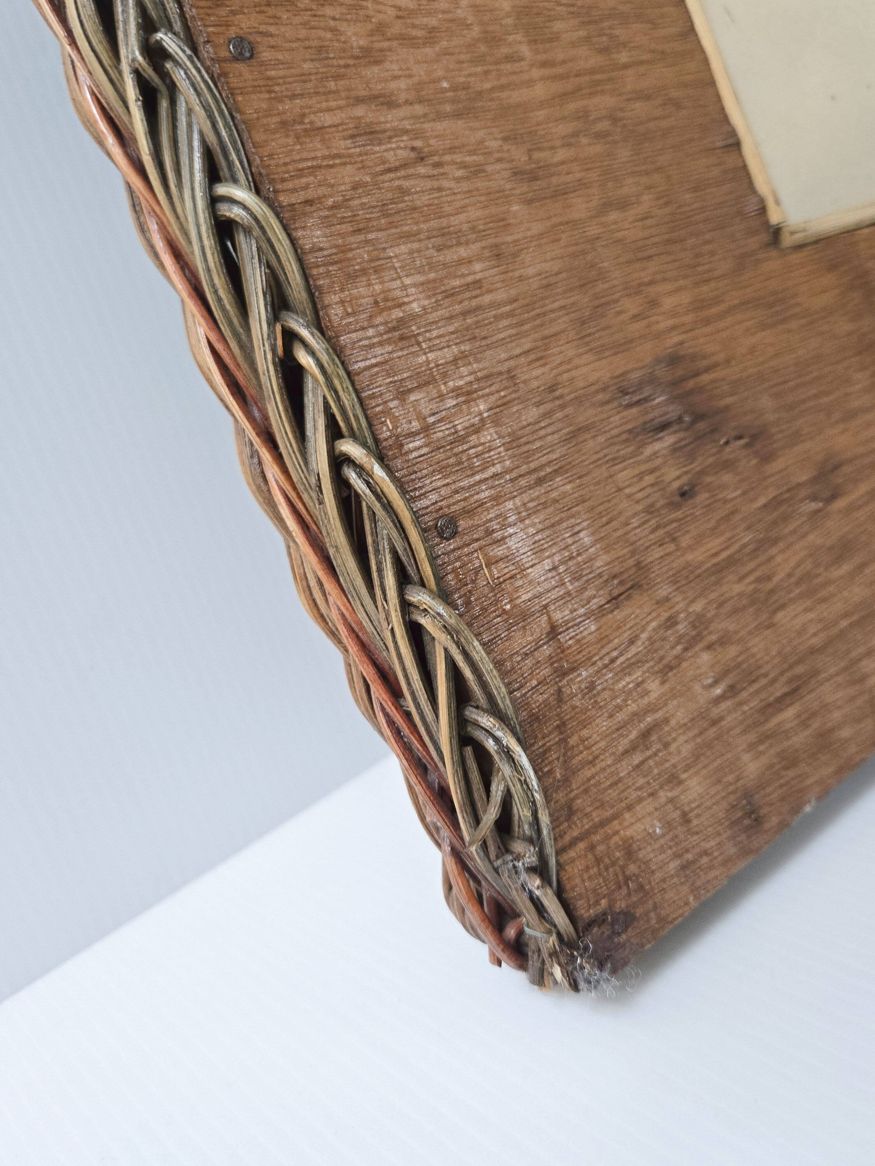 Vintage rattan mirror 1960