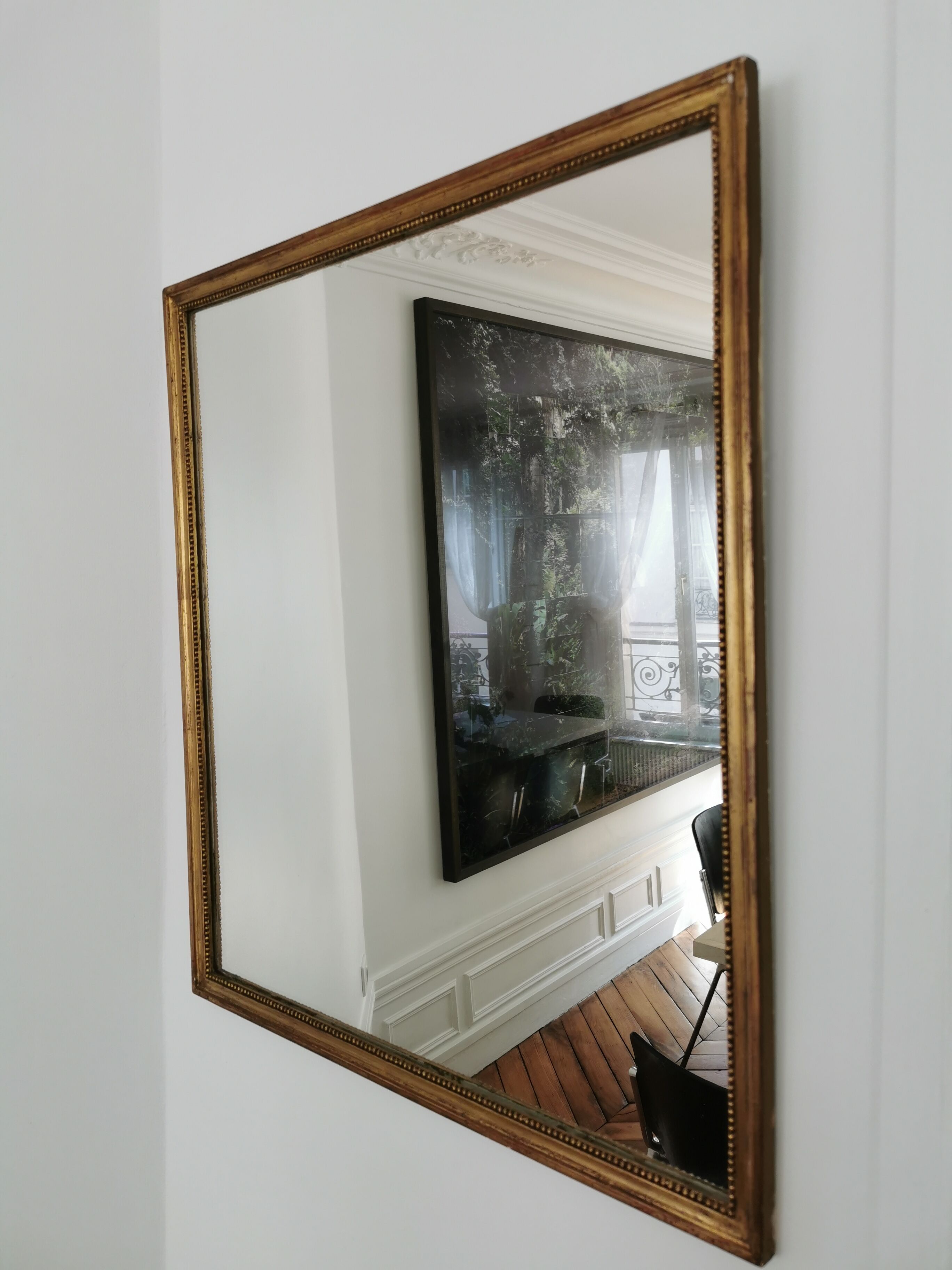 Golden gold leaf water beaded mirror