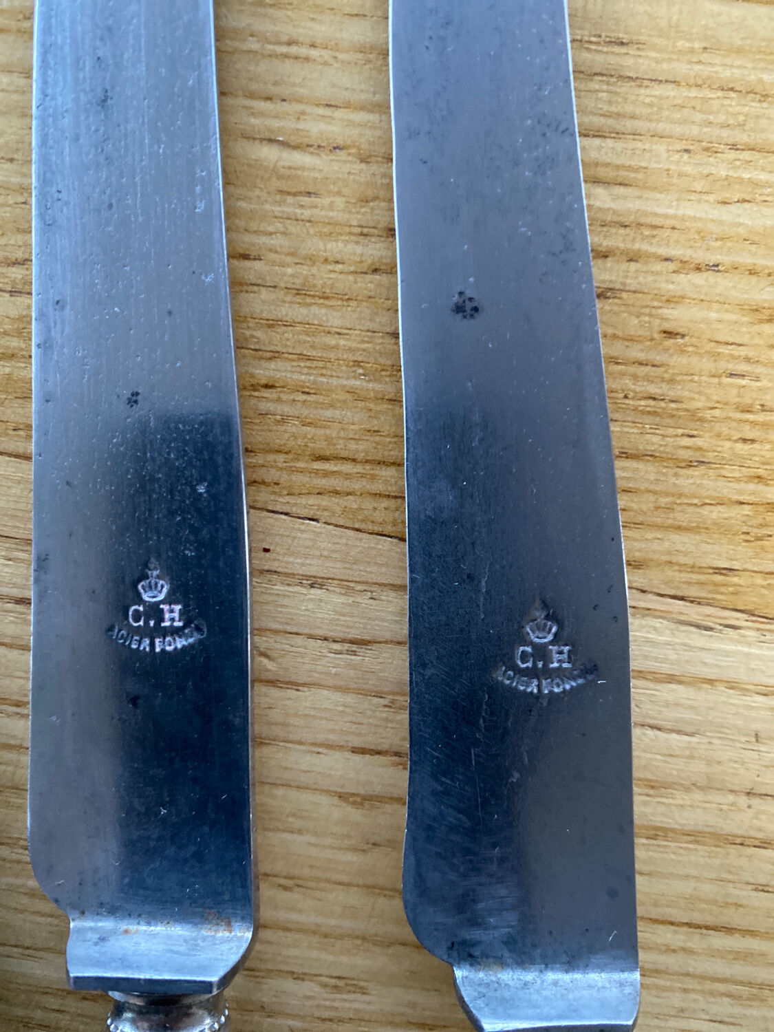 12 knives melted steel ebony handle