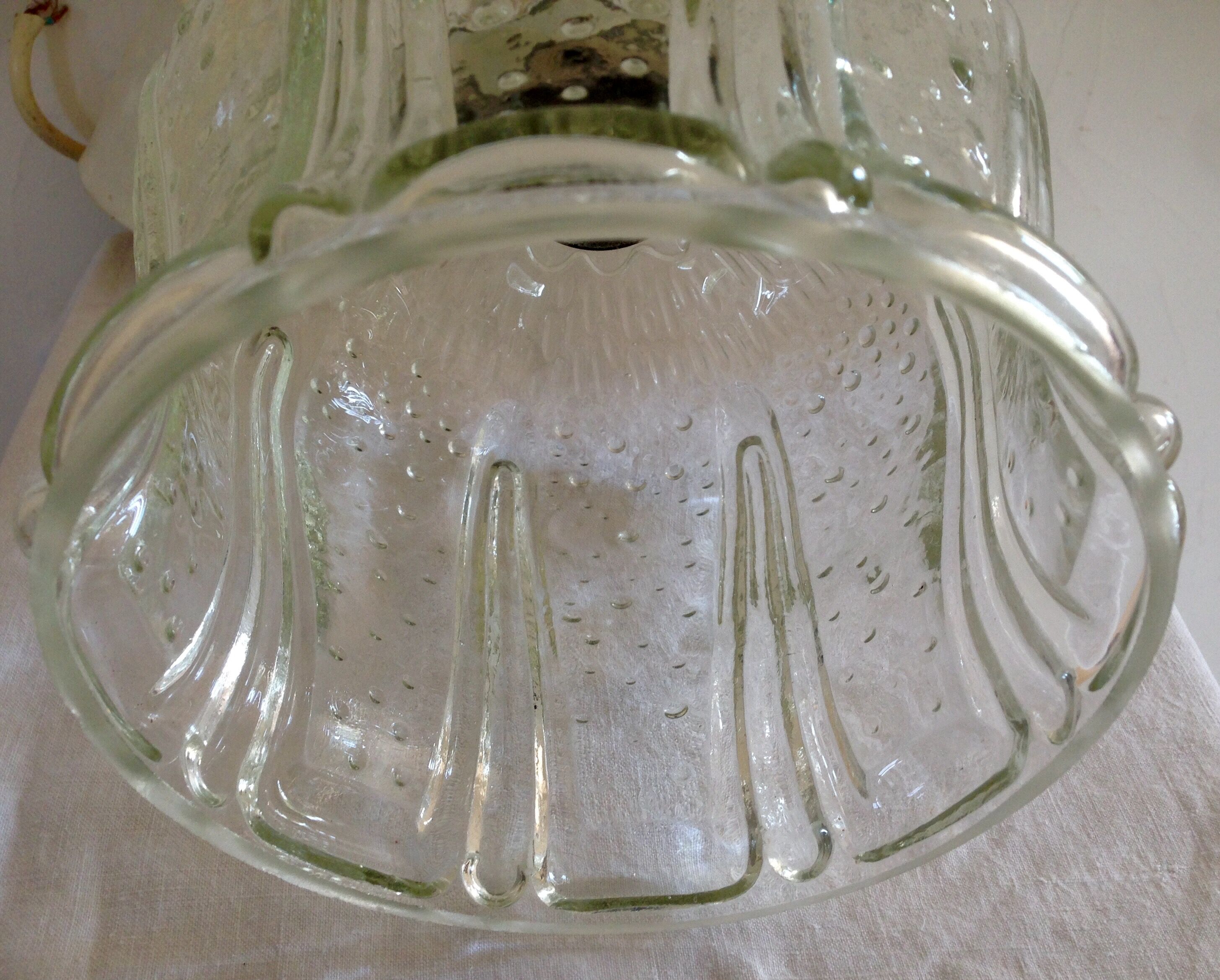 Suspension Tulip glass to relief transparent vintage