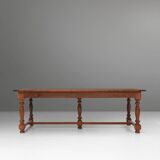 French rustic solid oak dining table 1930