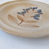 Flat plate in Marais sandstone France beige with blue, white and brown floral decoration
