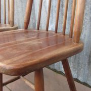 Scandinavian solid wooden high back spindle chairs, set of 4