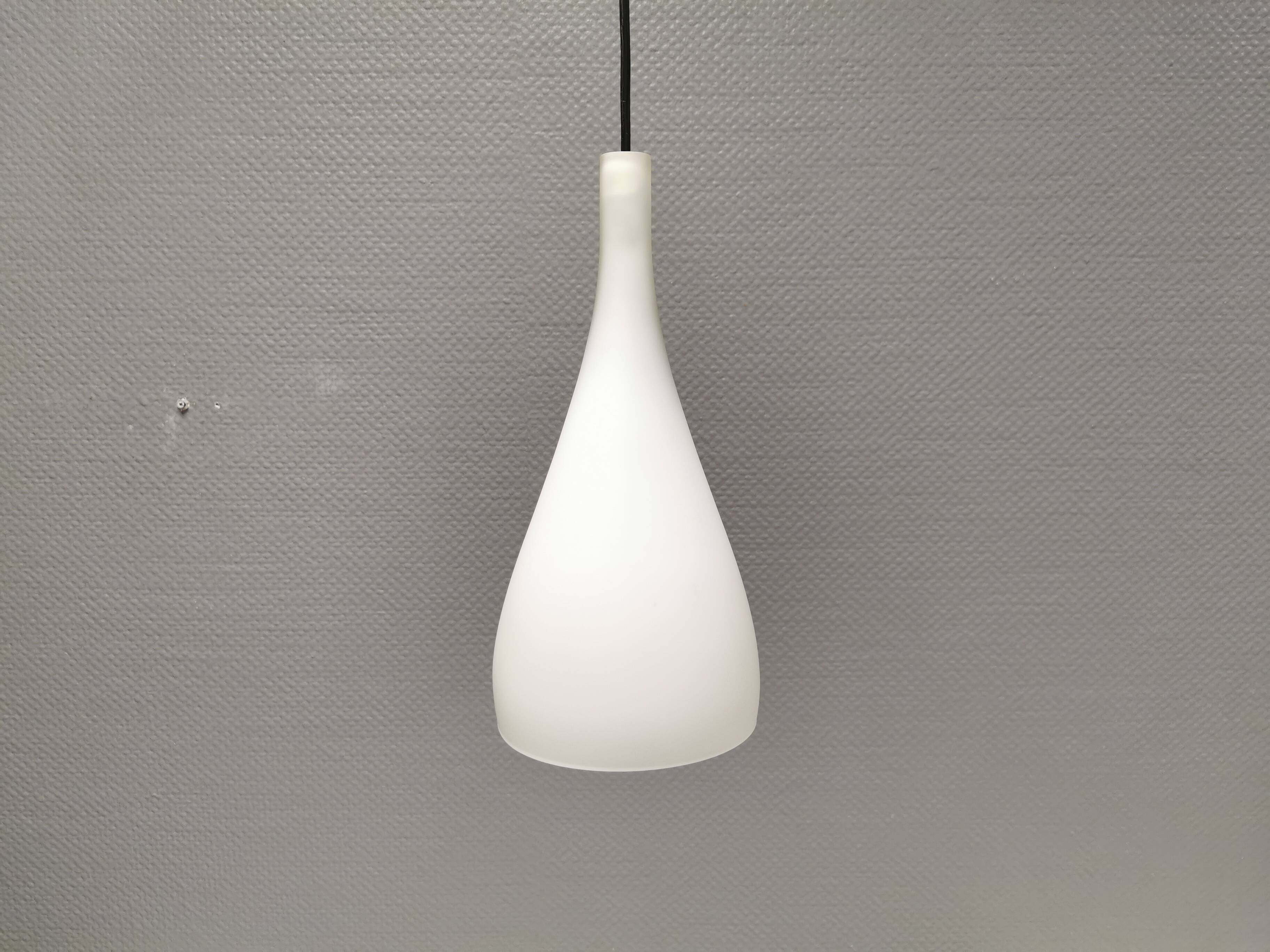 French hanging lamp in milky white glass, model gin fizz, produced by sce