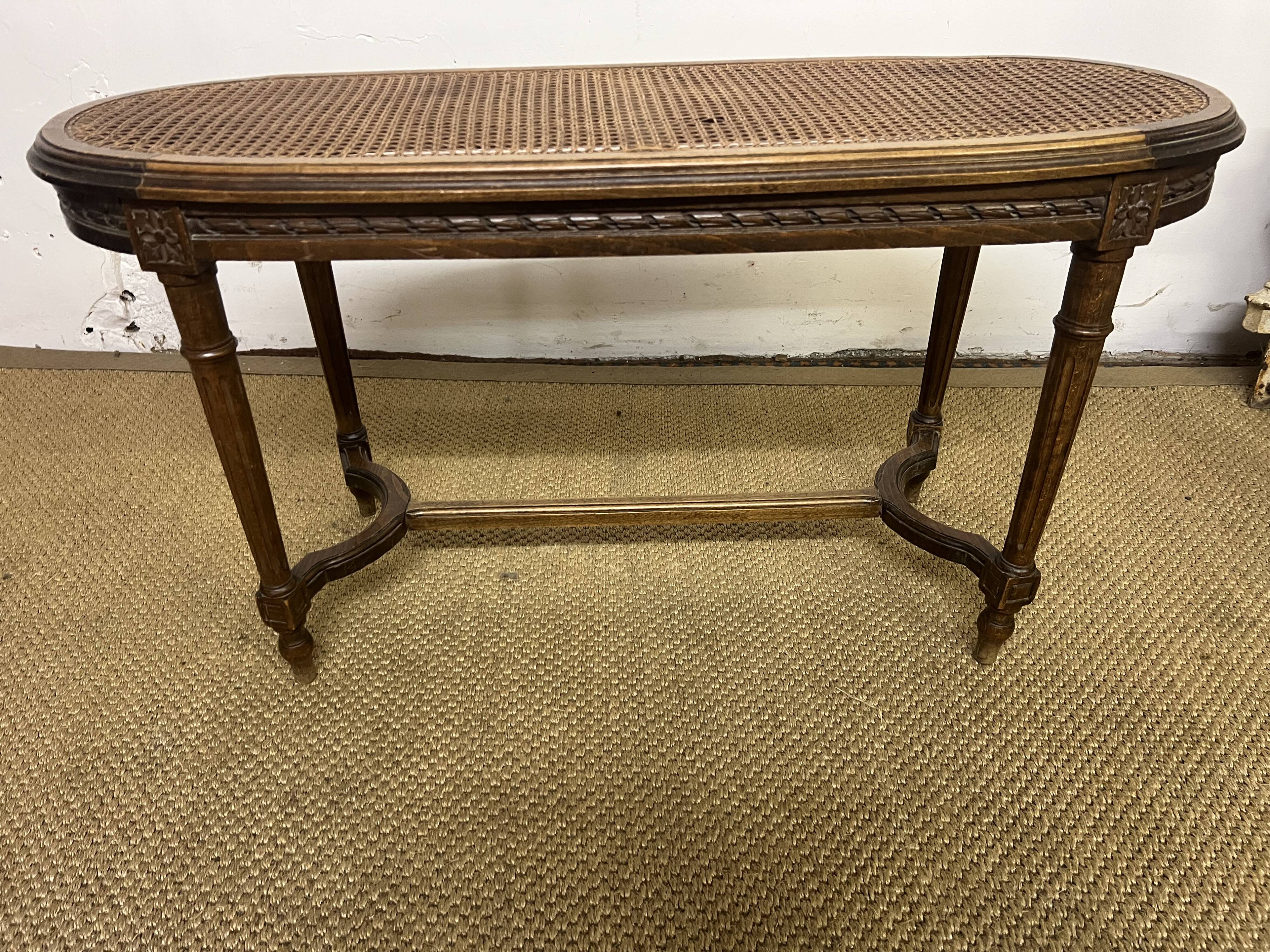 Louis XVI piano bench with caning