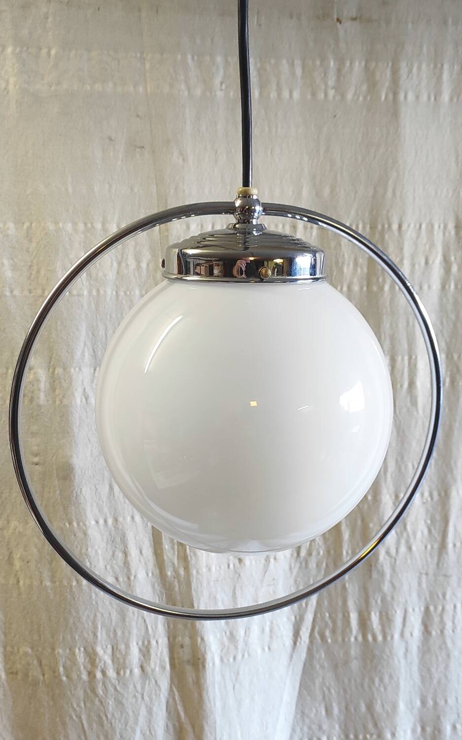 Art Deco opaline globe pendant - mid 20th century