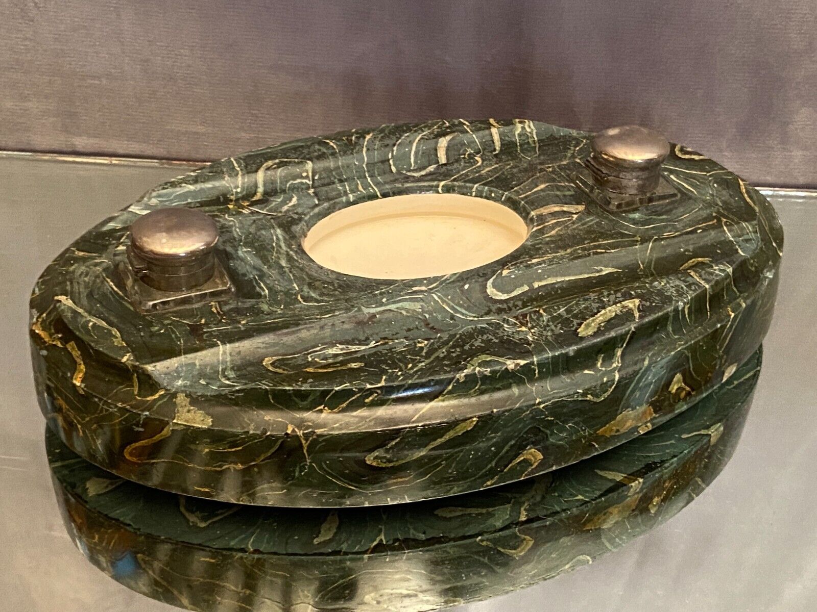 Large office inkwell in ceramic and / or marble late nineteenth early twentieth 6 kg