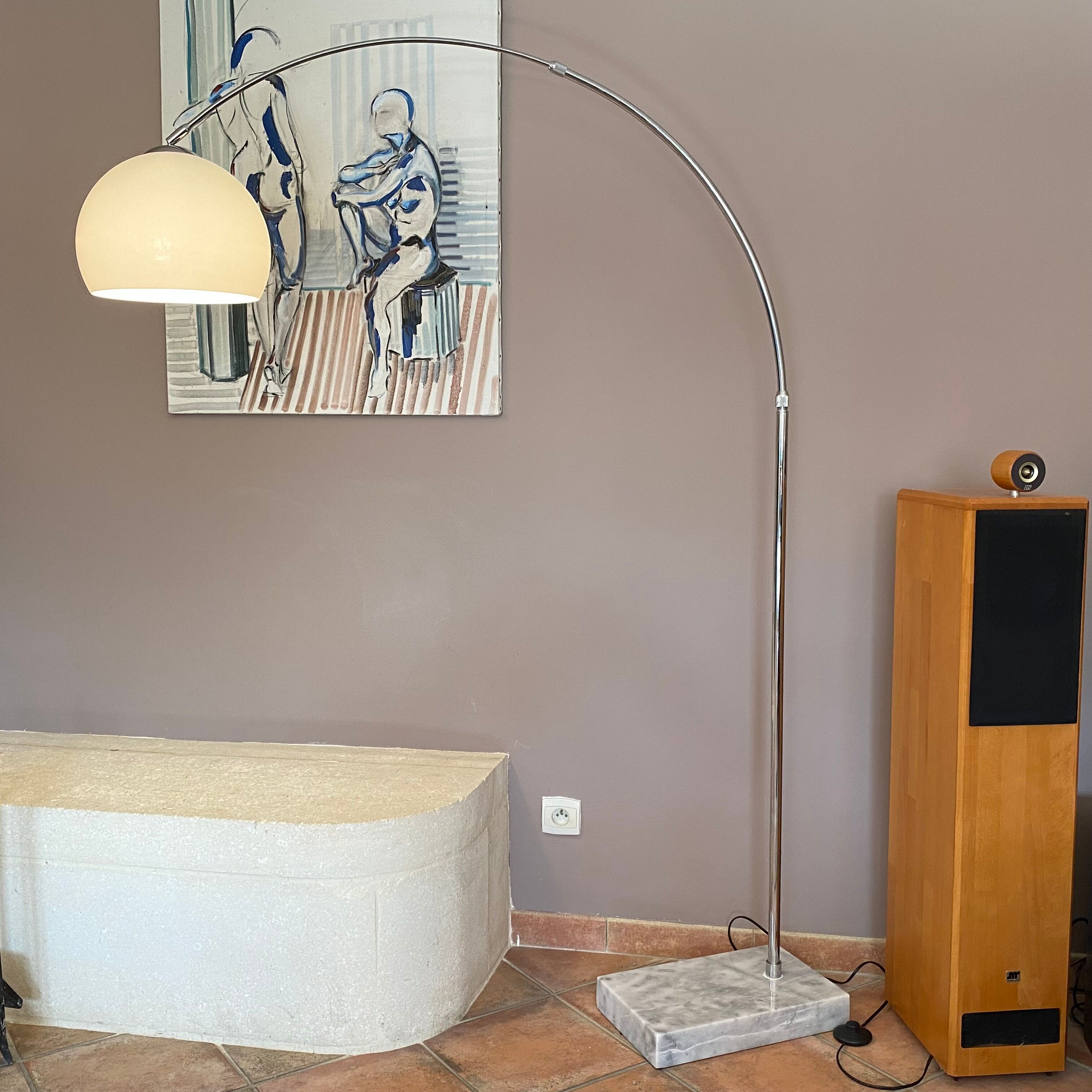 Arc floor lamp, 1970, marble foot