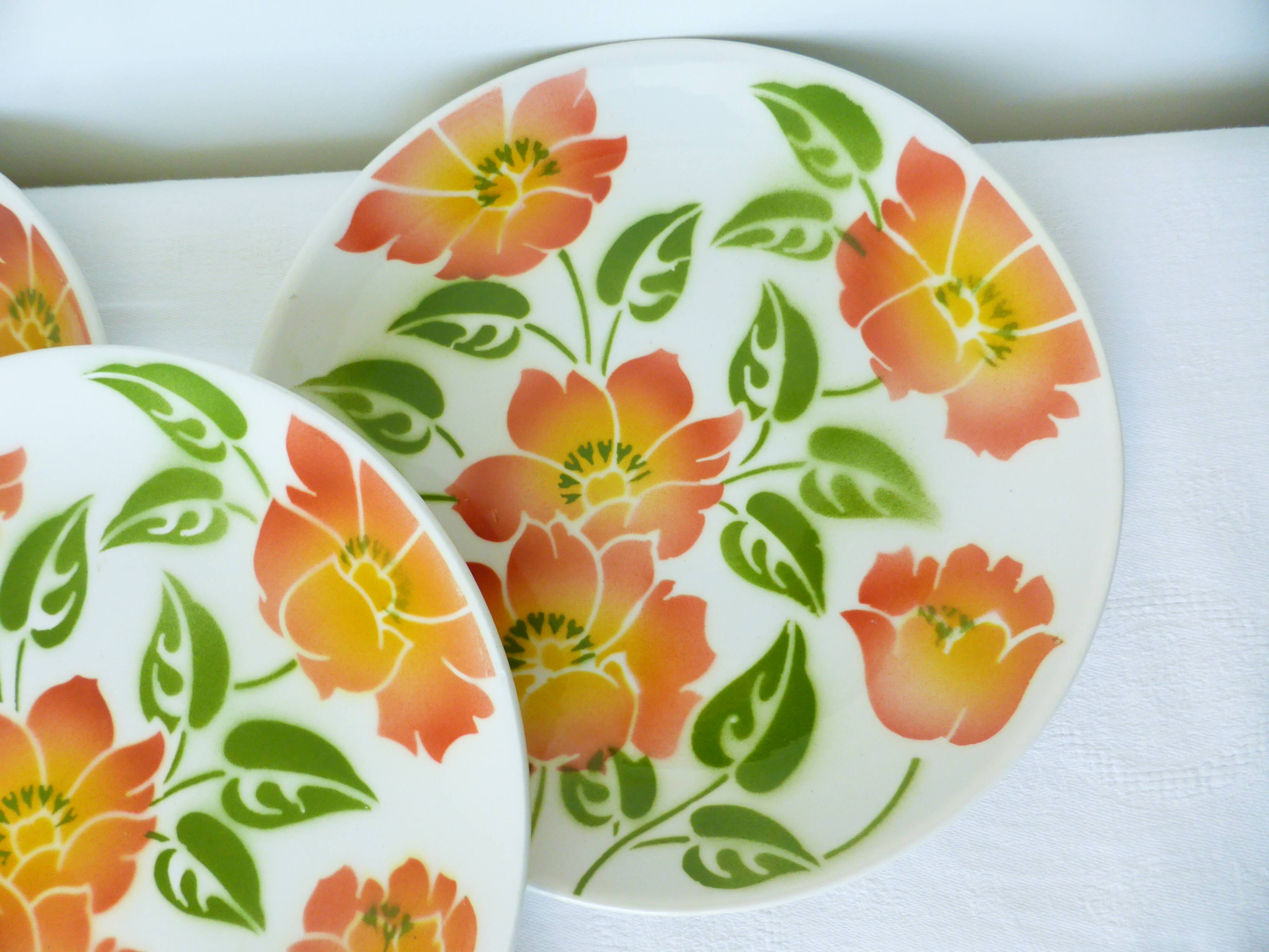 4 assiettes dessert vintage Moulin des Loups Orchies modèle Ontario