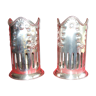 Pair of silver metal bottle cache