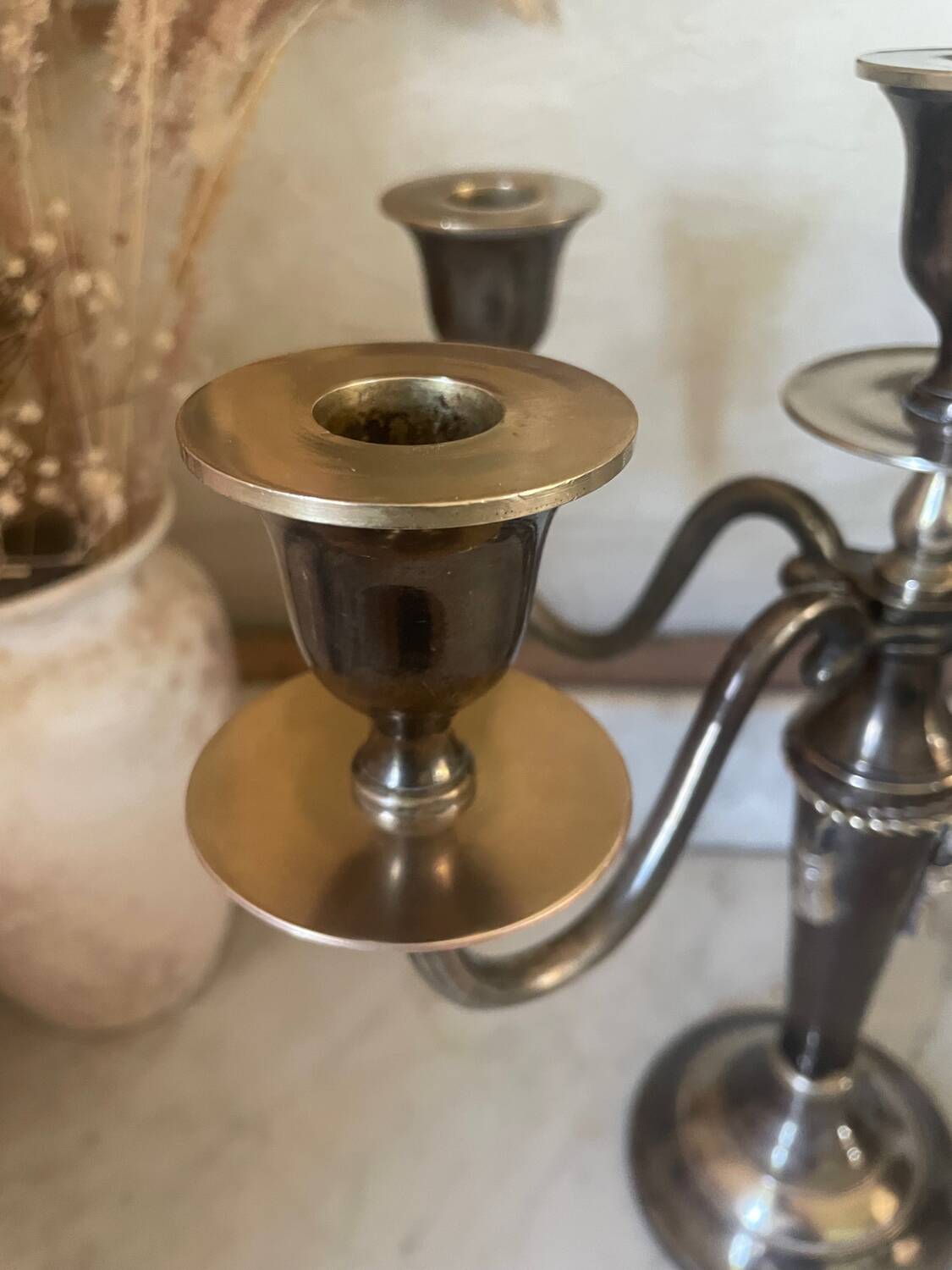 Two-tone solid brass chandelier