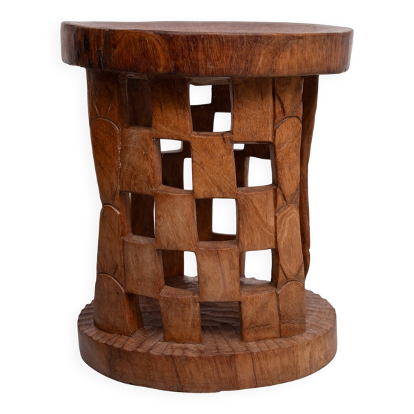 Tabouret africain sculpté à la main, Cameroun, années 1950