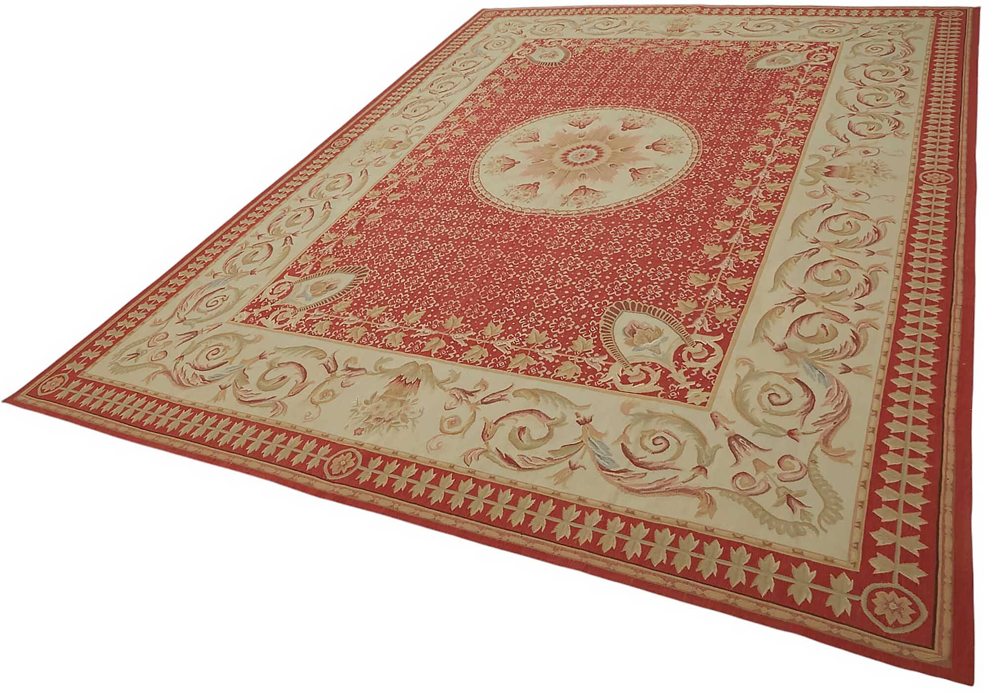 Handmade European Vintage Aubusson Kilim 270 cm x 373 cm