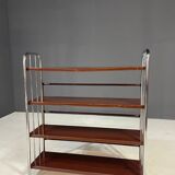 Étagère chromée Bauhaus en acier plié et tôle, Europe années 1930