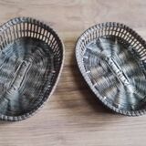 Two small vintage openwork wicker baskets
