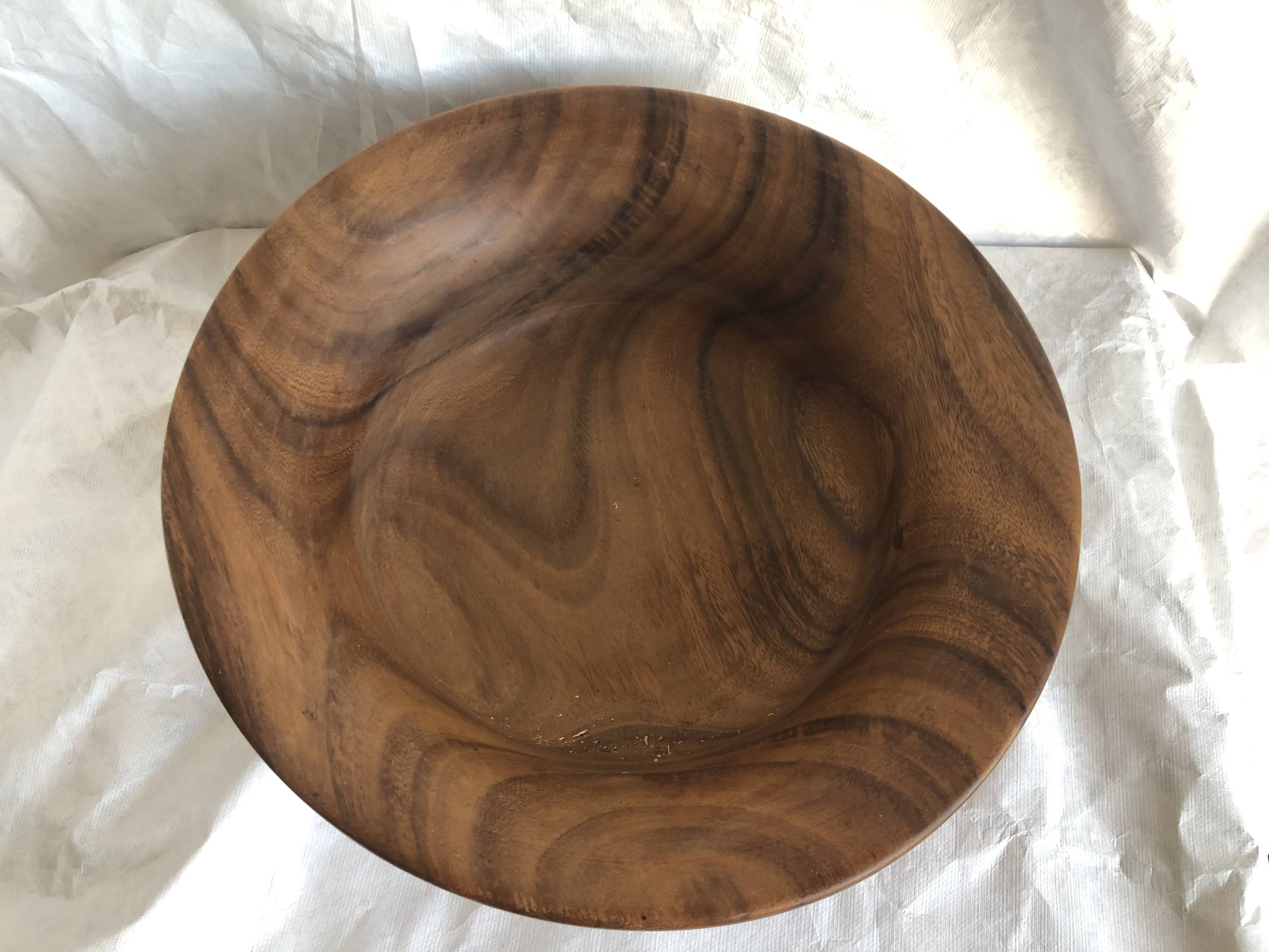 large vintage wooden salad bowl, Scandinavian design