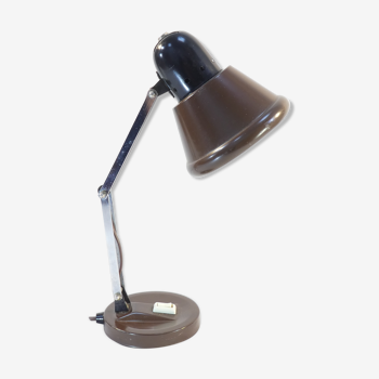 Lampe de bureau articulé vintage en métal marron et chromé annees 60/70