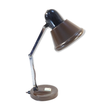 Vintage articulated desk lamp in brown metal and chrome years 60/70