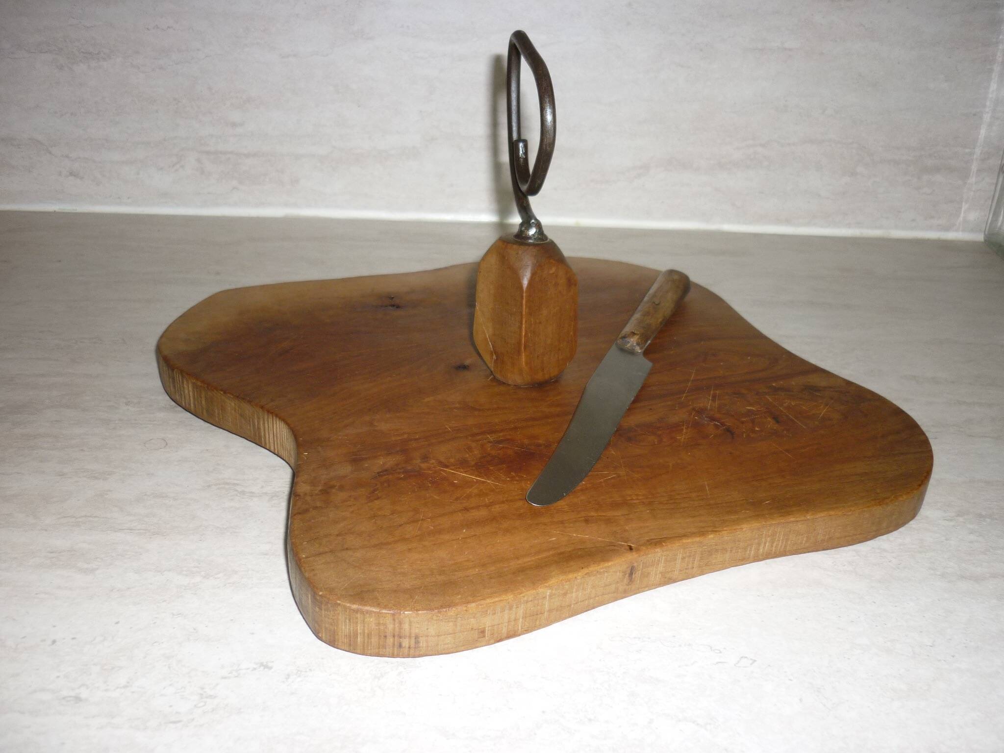 Cheese or charcurie tray in brutalist olive wood