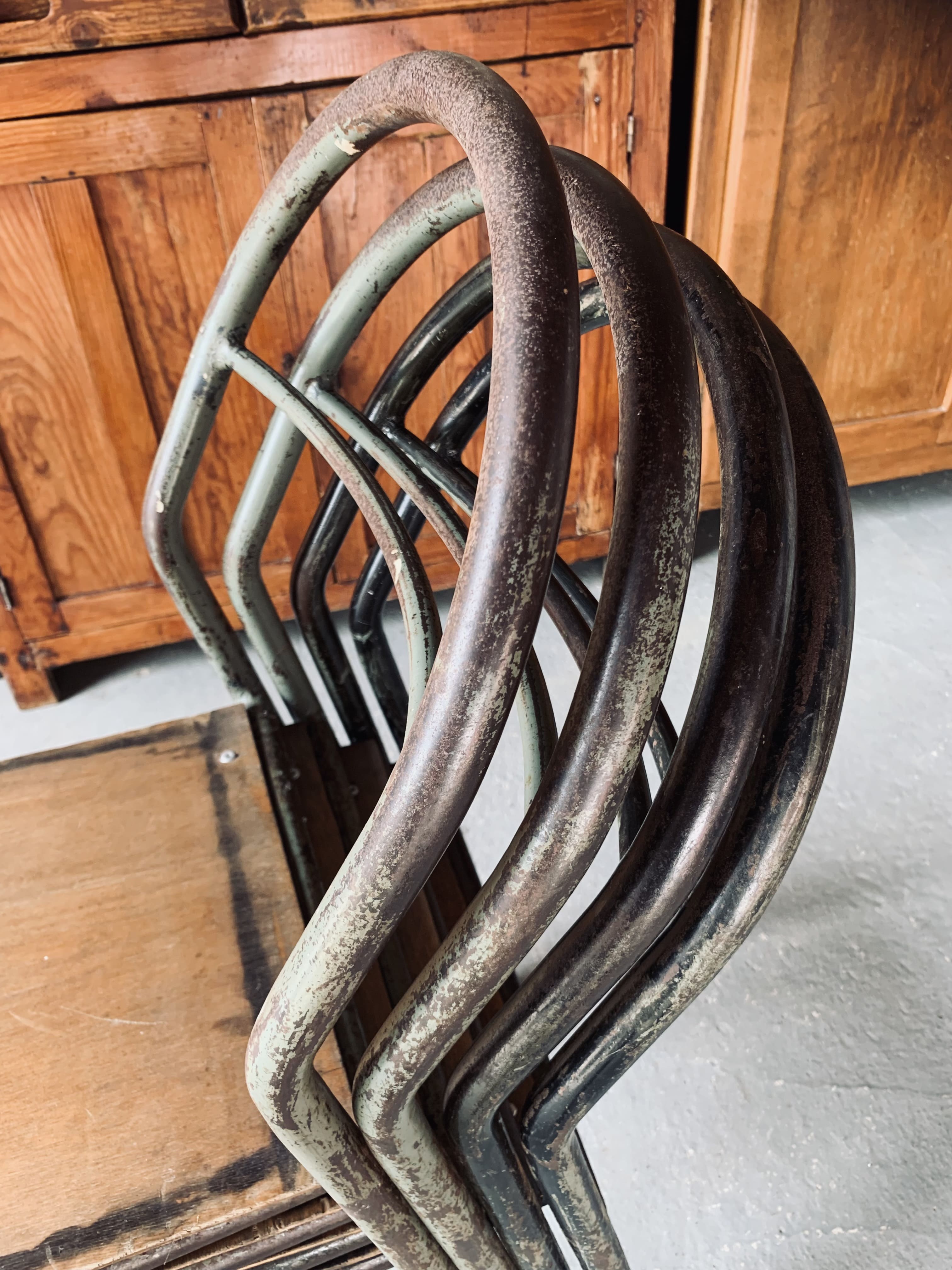Set of 4 Mobilor chairs - 1950's - metal and wood