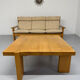 Three-seater canapé in solid oak with Scandinavian design fabric from the 1970s.